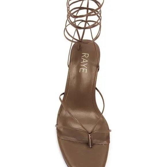RAYE Jaden Sandal in Light Taupe wrap around ankle strappy lace up kitten new - Picture 3 of 9